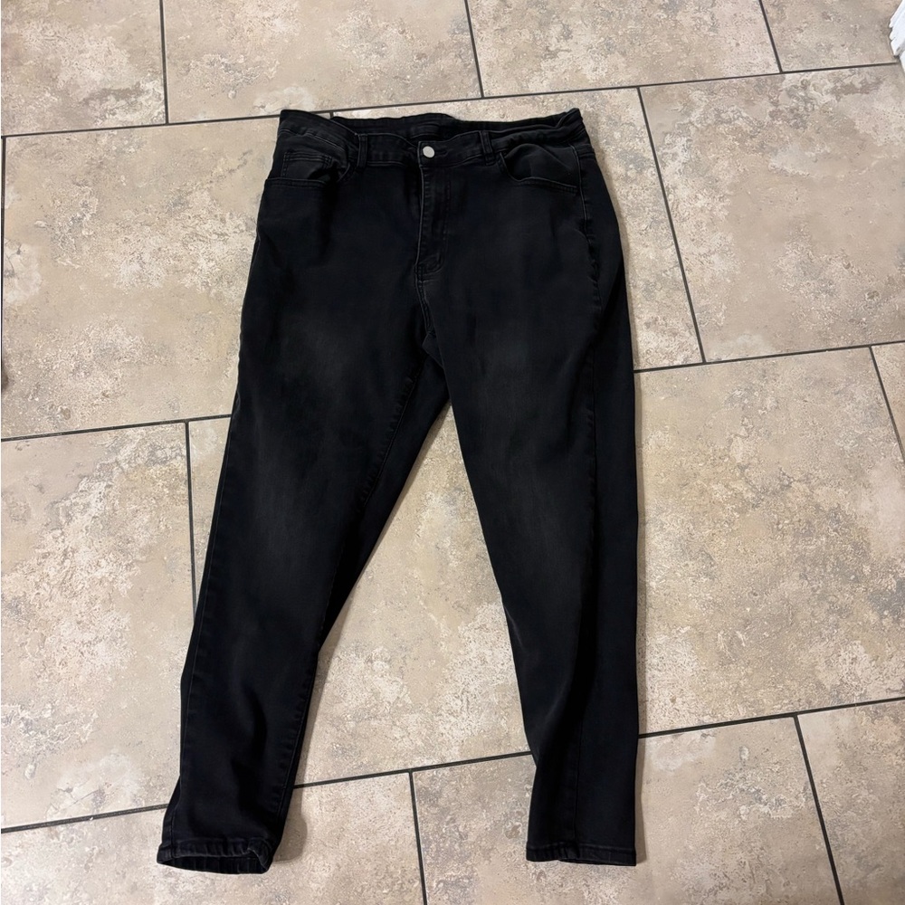 SHEIN Black Curve High-Waist Skinny Jeans - 2XL